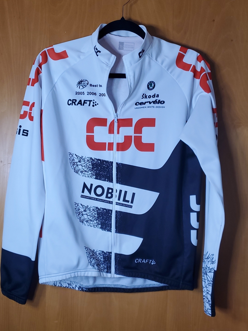 Vintage 2008 Team CSC "Autograph Kit" Cycling Thermal Jacket-Craft Pro Issue-Lrg